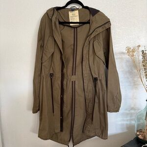 Olive Green Hooded Trenchcoat